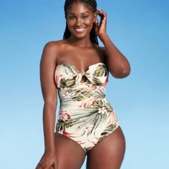 Women's Pique Bandeau High Coverage One Piece Swimsuit - Kona Sol™ Multi - Picture 2 of 7